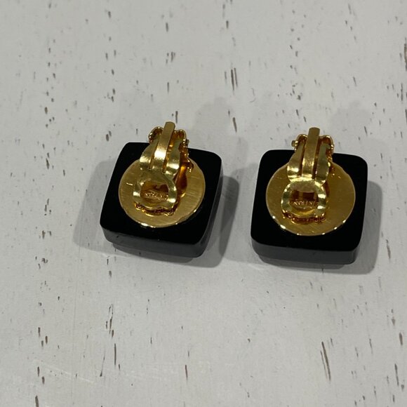 Chanel Square Black CC Stud Earring with Crystal Embellishments (JB1300) - Picture 2 of 3